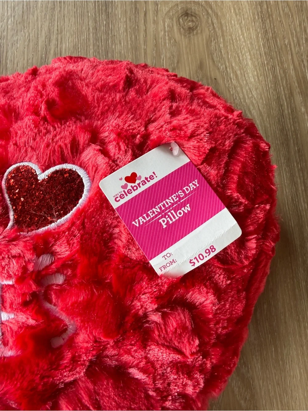 'Happy Valentine’s Day' Plush Red Heart Pillow